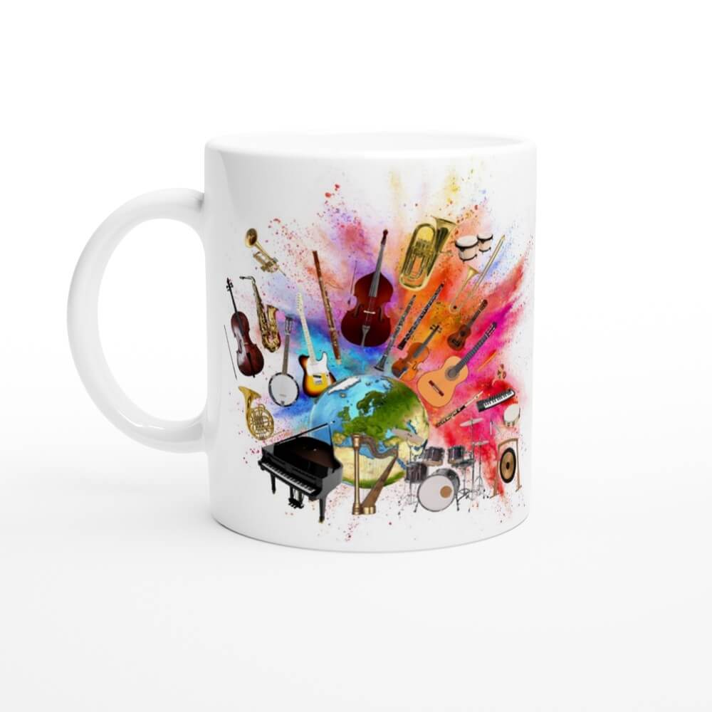 Romantic Harp Mug. This exquisite ceramic mug depicts