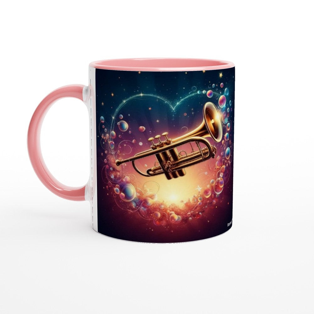 ROMANTIC TRUMPET MUG - 11oz Ceramic Mug, Present for music enthusiast, birthday gift, band practice