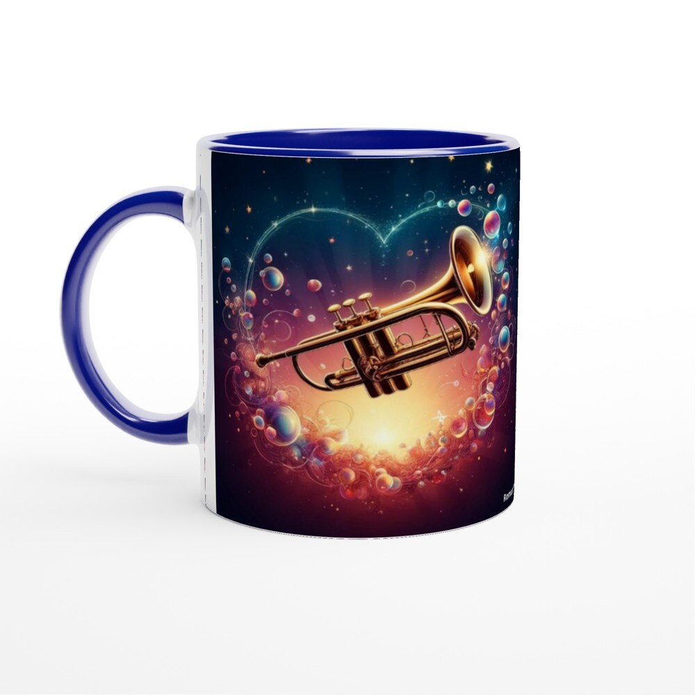 ROMANTIC TRUMPET MUG - 11oz Ceramic Mug, Present for music enthusiast, birthday gift, band practice