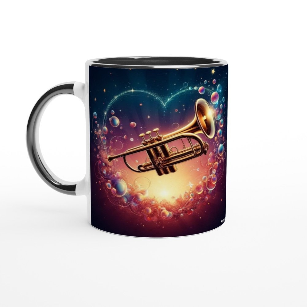 ROMANTIC TRUMPET MUG - 11oz Ceramic Mug, Present for music enthusiast, birthday gift, band practice