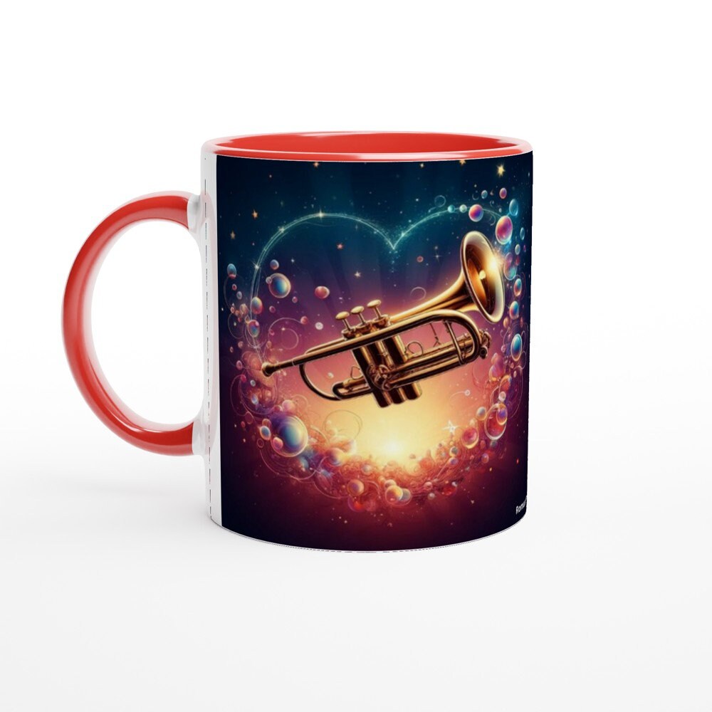 ROMANTIC TRUMPET MUG - 11oz Ceramic Mug, Present for music enthusiast, birthday gift, band practice
