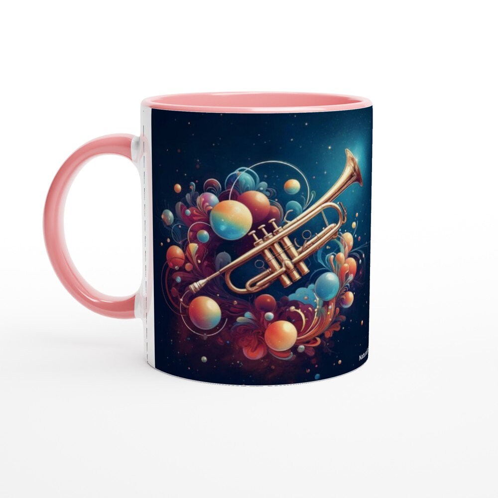 NATURALISTIC TRUMPET MUG - 11oz Ceramic Mug, Present for music enthusiast, birthday gift, band practice