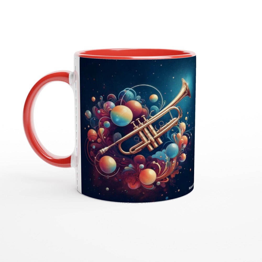 NATURALISTIC TRUMPET MUG - 11oz Ceramic Mug, Present for music enthusiast, birthday gift, band practice