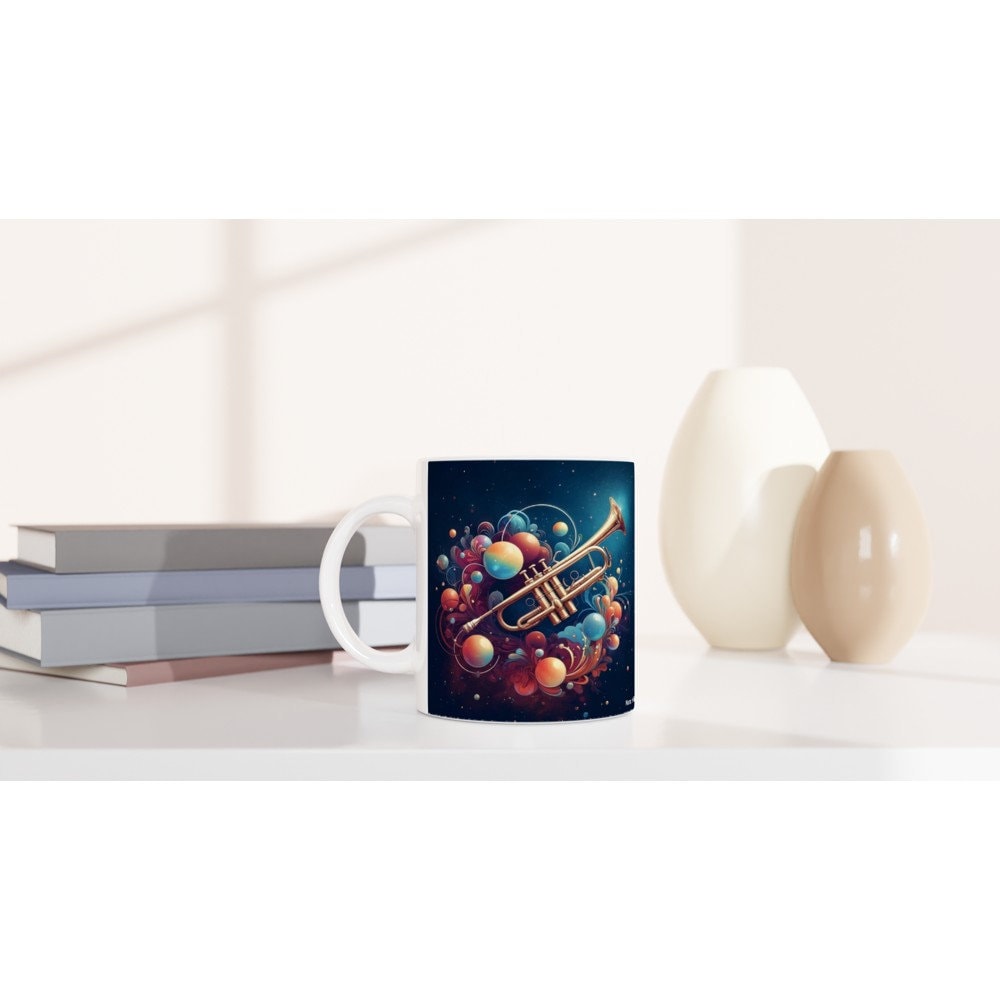 NATURALISTIC TRUMPET MUG - 11oz Ceramic Mug, Present for music enthusiast, birthday gift, band practice