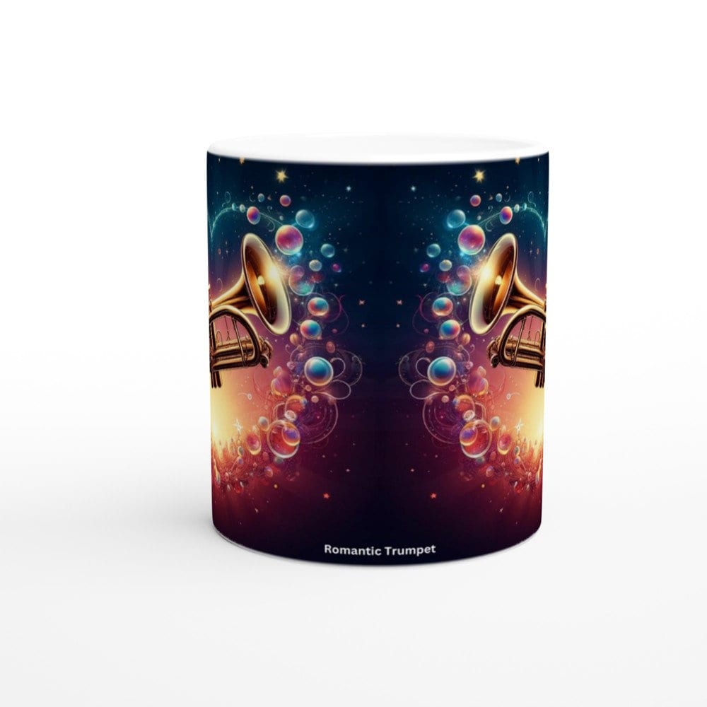 ROMANTIC TRUMPET MUG - 11oz Ceramic Mug, Present for music enthusiast, birthday gift, band practice