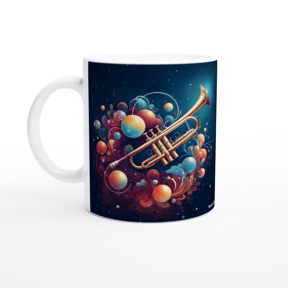 NATURALISTIC TRUMPET MUG - 11oz Ceramic Mug, Present for music enthusiast, birthday gift, band practice