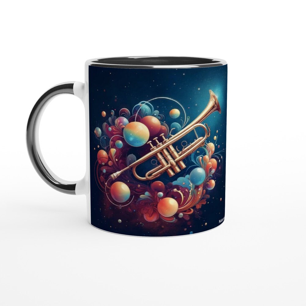 NATURALISTIC TRUMPET MUG - 11oz Ceramic Mug, Present for music enthusiast, birthday gift, band practice