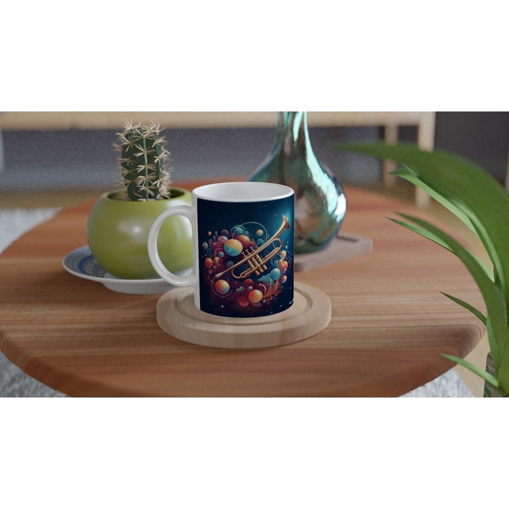 NATURALISTIC TRUMPET MUG - 11oz Ceramic Mug, Present for music enthusiast, birthday gift, band practice