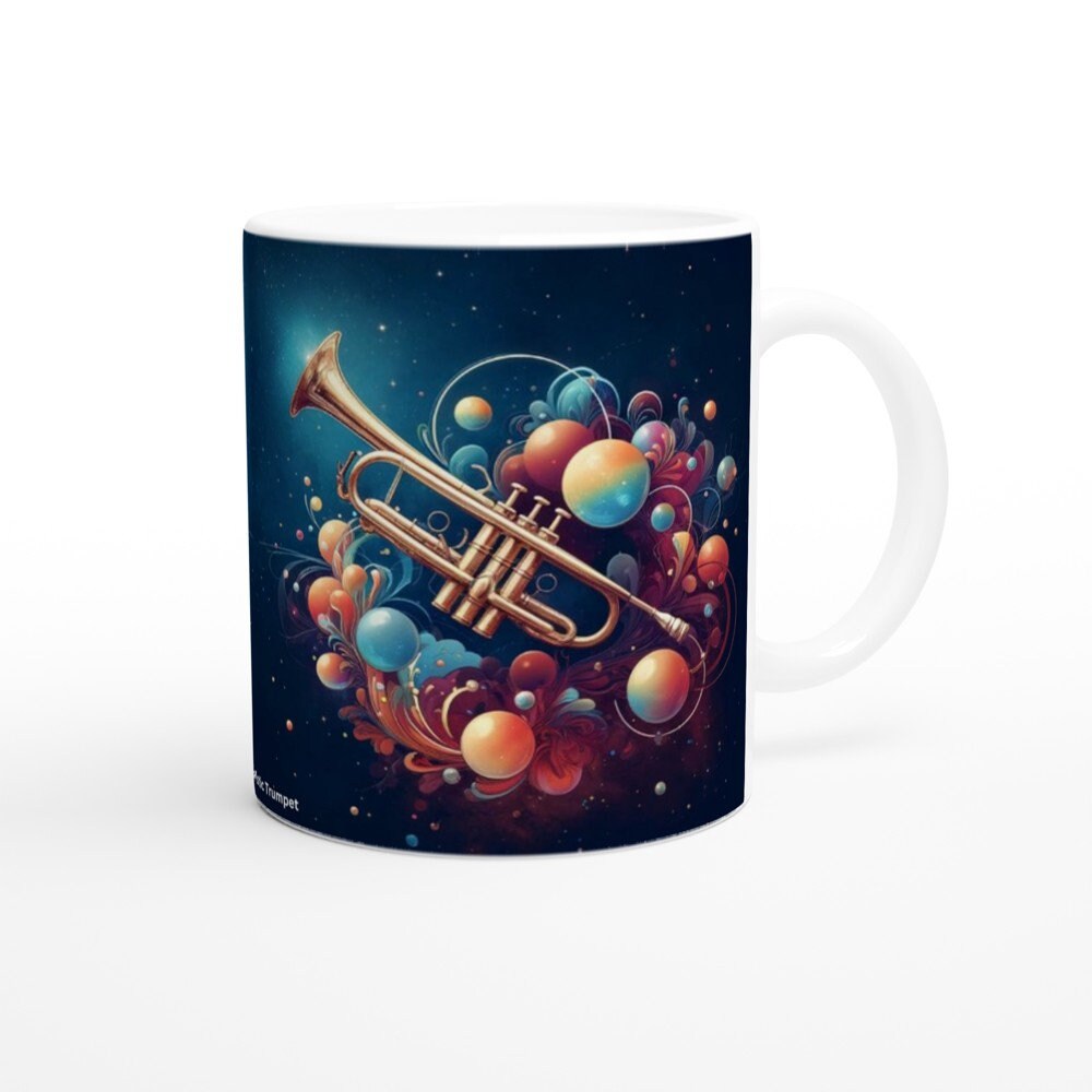 NATURALISTIC TRUMPET MUG - 11oz Ceramic Mug, Present for music enthusiast, birthday gift, band practice