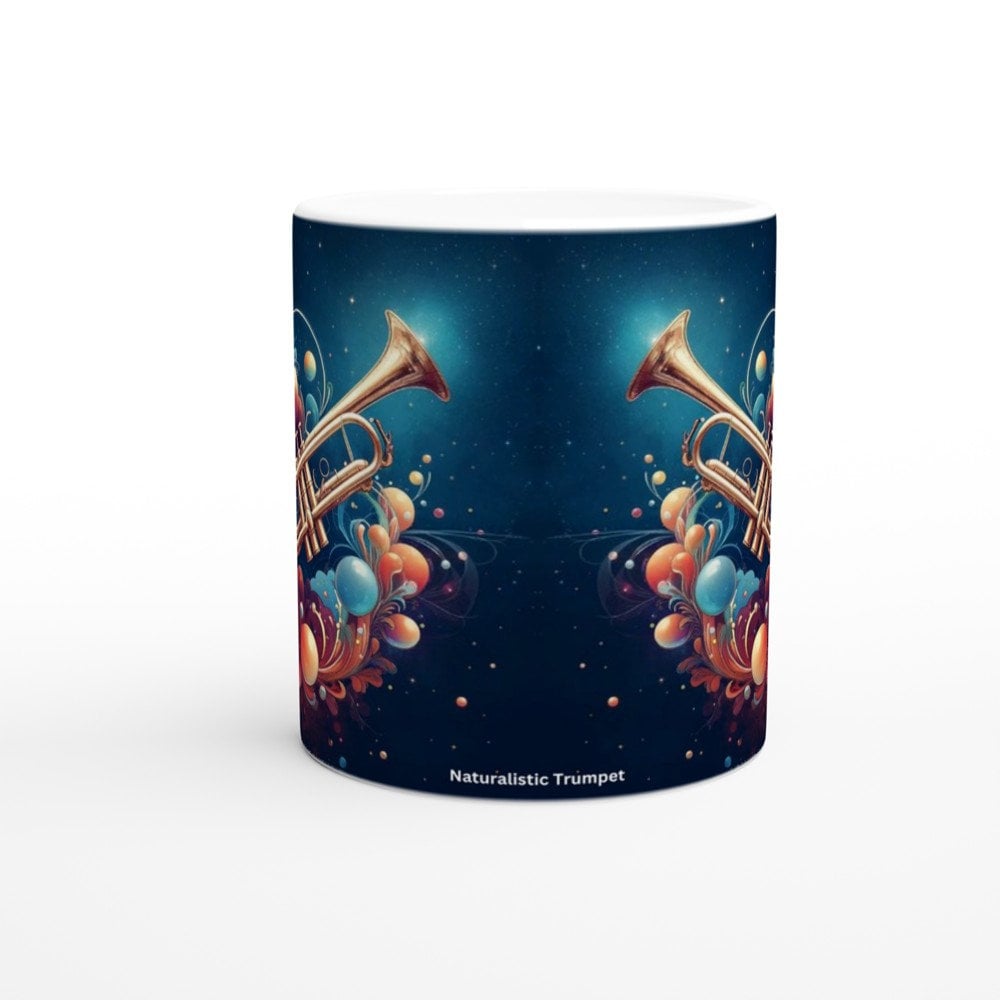 NATURALISTIC TRUMPET MUG - 11oz Ceramic Mug, Present for music enthusiast, birthday gift, band practice