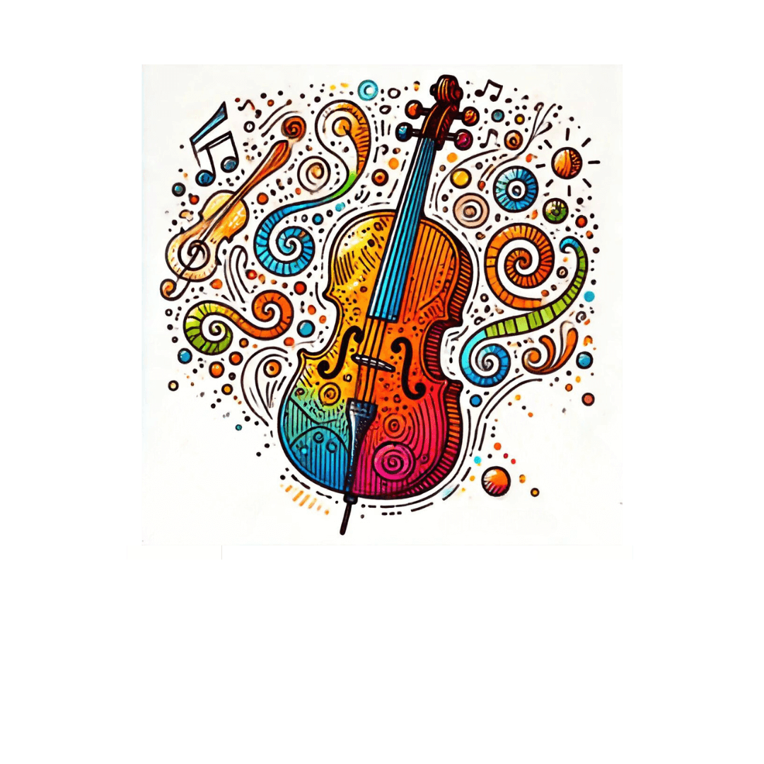 Colouful musical instrument sketch mugs