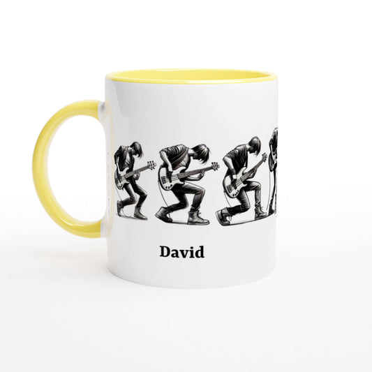 Personalized Electric Guitar Mug - Custom Musician Gift, Dynamic Guitar Sketches, White 11oz Ceramic Glossy Mug