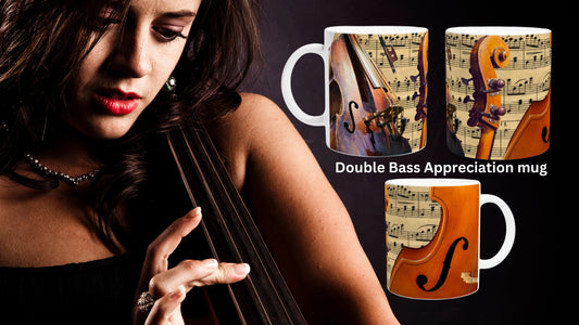 DOUBLE BASS APPRECIATION mug - 11oz Ceramic Mug, Present for music enthusiast, birthday gift, band practice