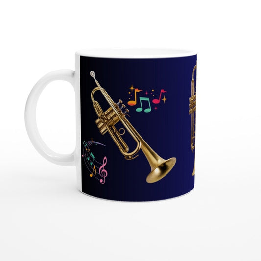 TRUMPET SOLO MUG - 11oz Ceramic Mug, Present for music enthusiast, birthday gift, band practice