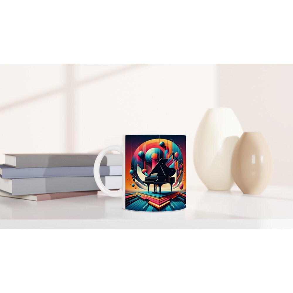 ABSTRACT PIANO MUG - 11oz Ceramic Mug, Present for music enthusiast, birthday gift, band practice