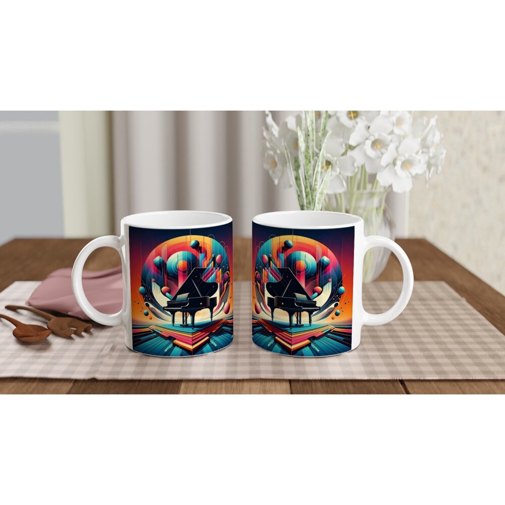 ABSTRACT PIANO MUG - 11oz Ceramic Mug, Present for music enthusiast, birthday gift, band practice