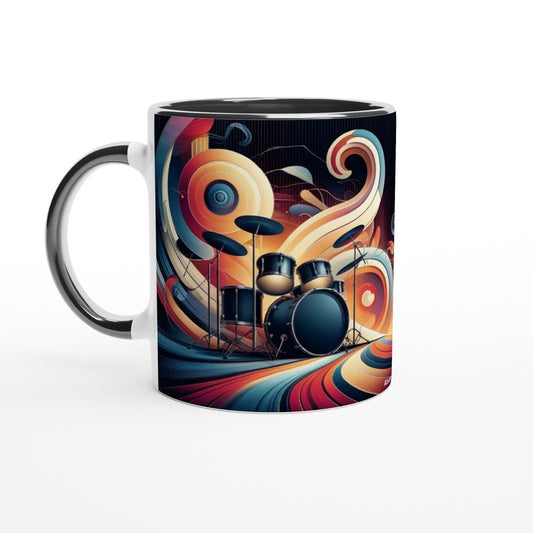 ABSTRCT DRUMSET MUG - 11oz Ceramic Mug, Present for music enthusiast, birthday gift, band practice