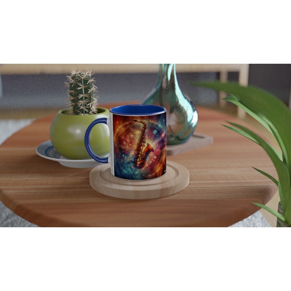 ABSTRACT SAXOPHONE MUG - 11oz Ceramic Mug, Present for music enthusiast, birthday gift, band practice