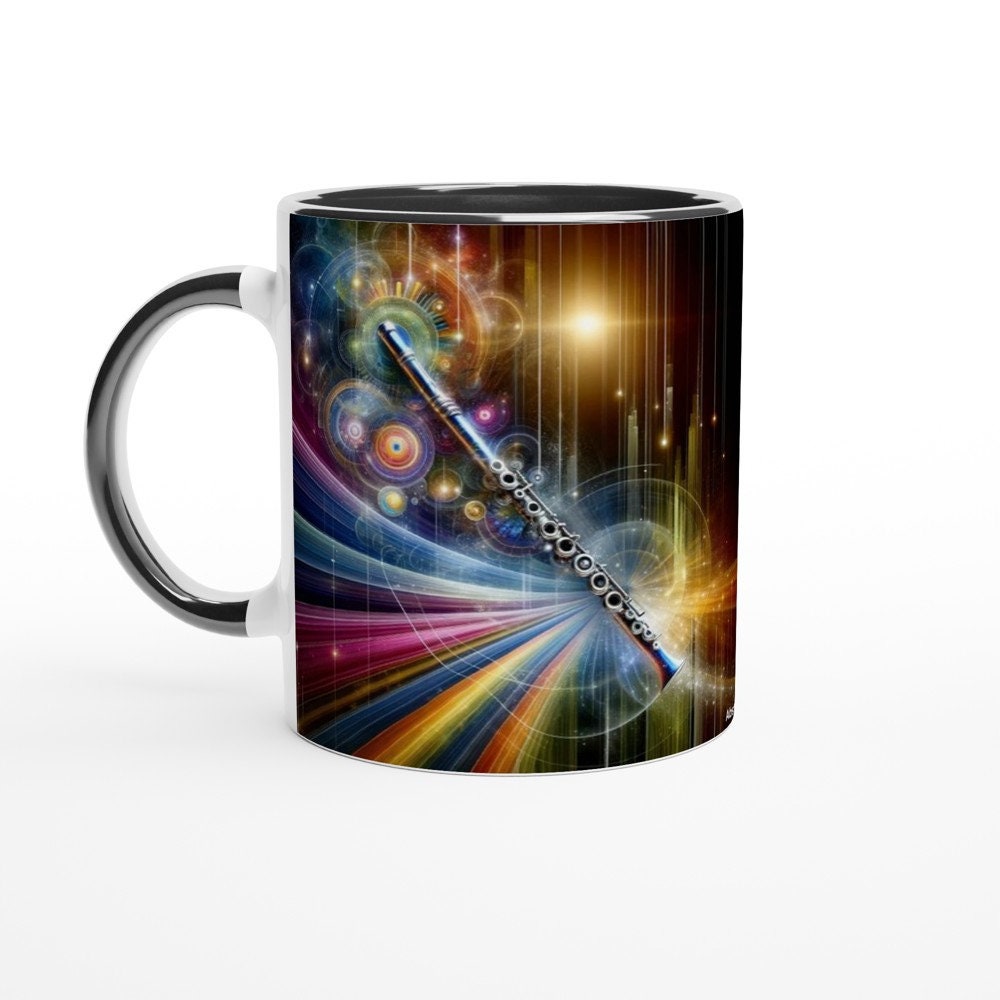 ABSTRACT FLUTE MUG - 11oz Ceramic Mug, Present for music enthusiast, birthday gift, band practice