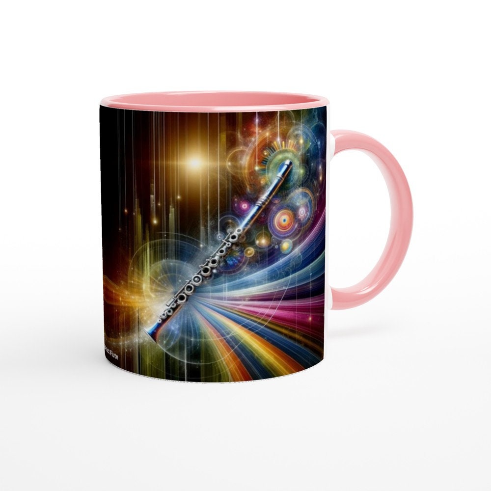 ABSTRACT FLUTE MUG - 11oz Ceramic Mug, Present for music enthusiast, birthday gift, band practice