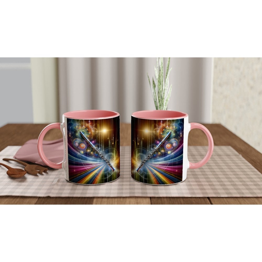 ABSTRACT FLUTE MUG - 11oz Ceramic Mug, Present for music enthusiast, birthday gift, band practice