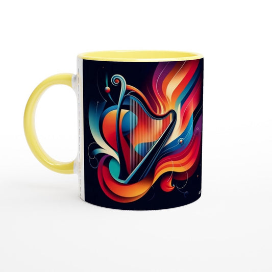 ABSTRACT HARP MUG - 11oz Ceramic Mug, Present for music enthusiast, birthday gift, band practice