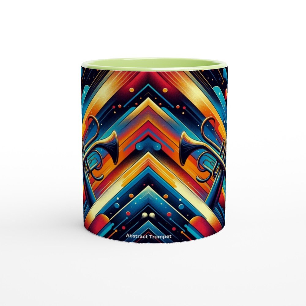 ABSTRACT TRUMPET MUG - 11oz Ceramic Mug, Present for music enthusiast, birthday gift, band practice