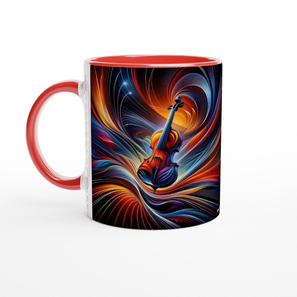 ABSTRACT CELLO MUG - 11oz Ceramic Mug, Present for music enthusiast, birthday gift, band practice