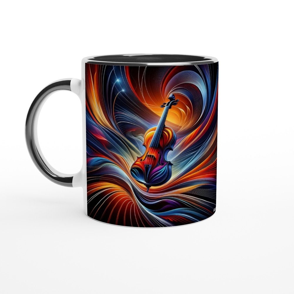 ABSTRACT CELLO MUG - 11oz Ceramic Mug, Present for music enthusiast, birthday gift, band practice