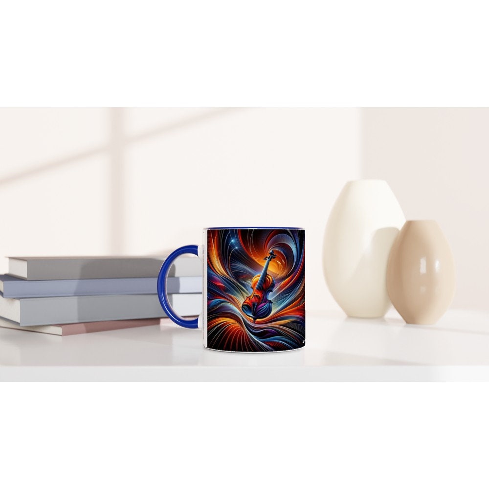 ABSTRACT CELLO MUG - 11oz Ceramic Mug, Present for music enthusiast, birthday gift, band practice