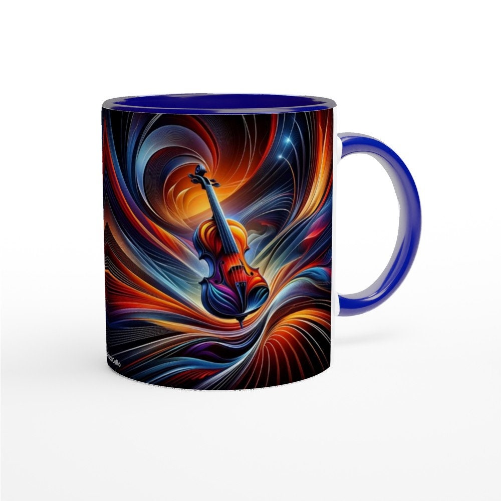 ABSTRACT CELLO MUG - 11oz Ceramic Mug, Present for music enthusiast, birthday gift, band practice