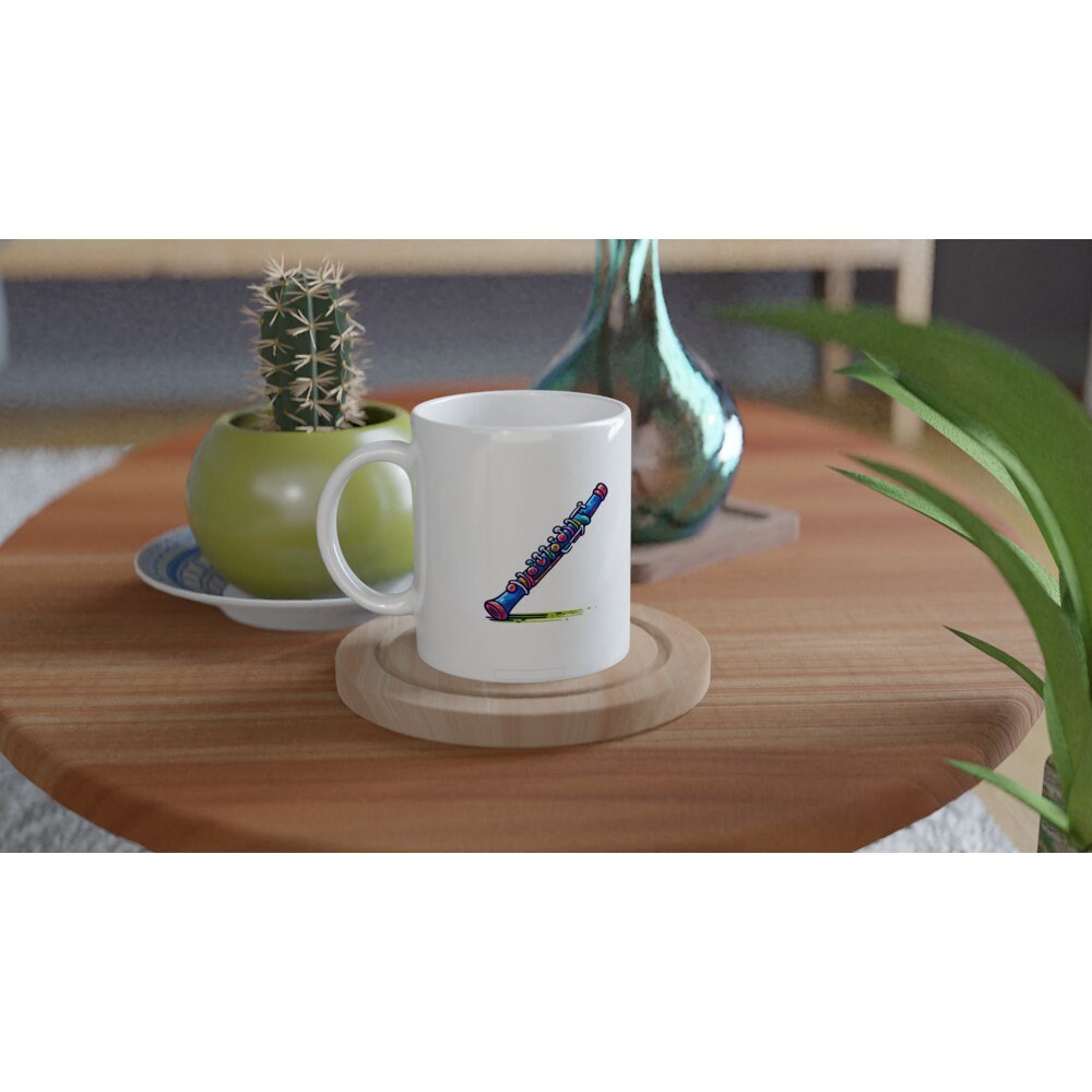 FLUTE SKETCH MUG - 11oz Ceramic Mug, Present for music enthusiast, birthday gift, band practice