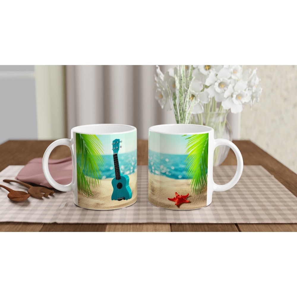 UKULELE MUSIC MUG - 11oz Ceramic Mug, Present for music enthusiast, birthday gift, band practice