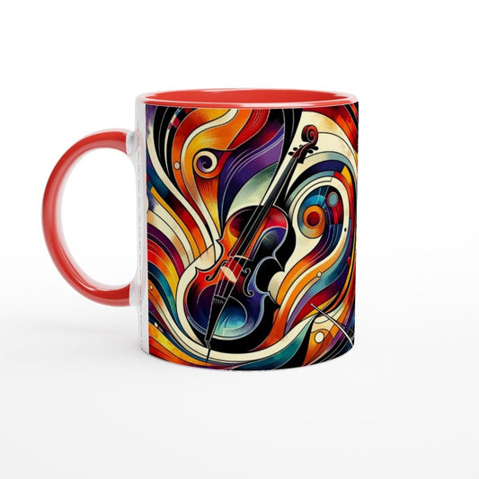 ABSTRACT VIOLIN MUG - 11oz Ceramic Mug, Present for music enthusiast, birthday gift, band practice