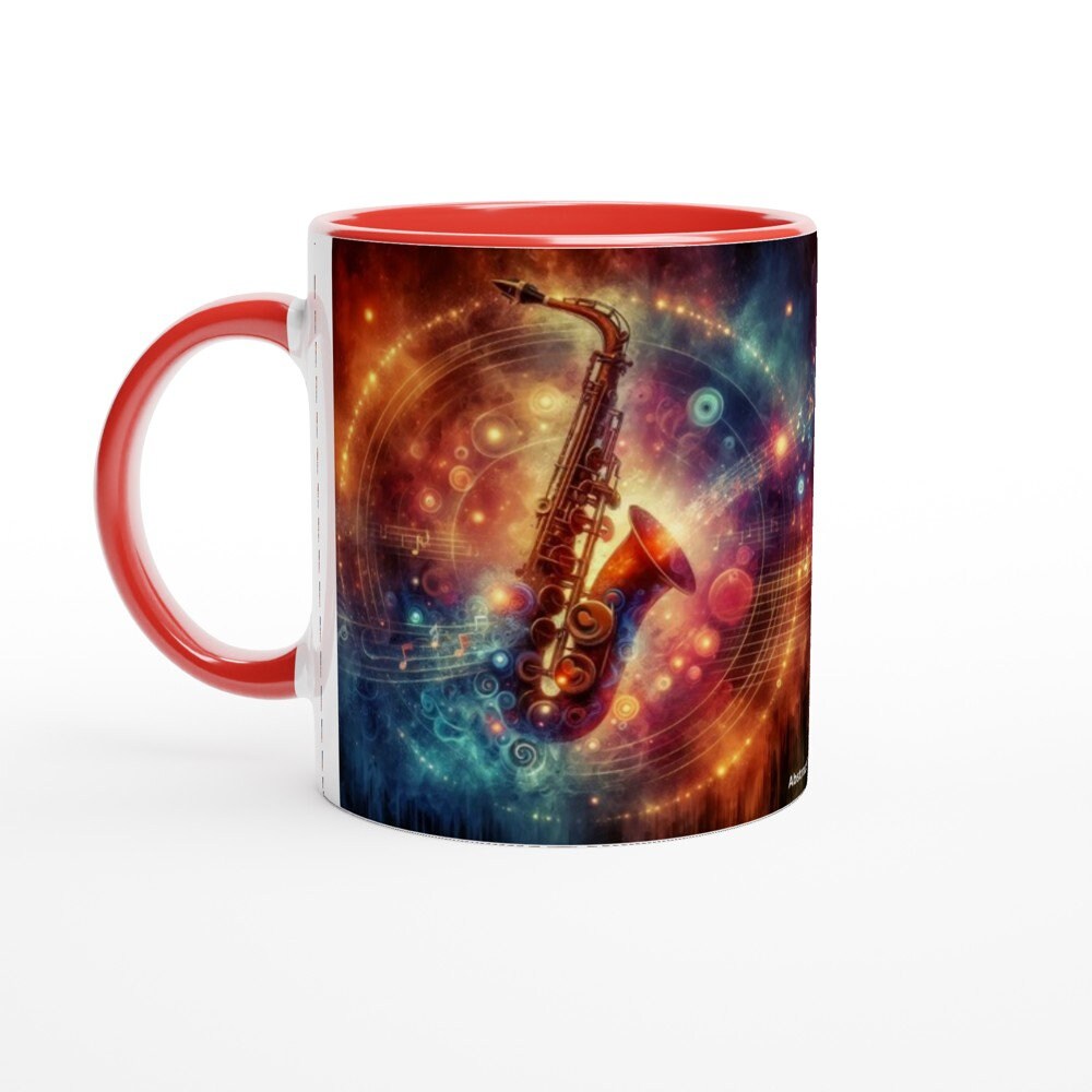 ABSTRACT SAXOPHONE MUG - 11oz Ceramic Mug, Present for music enthusiast, birthday gift, band practice