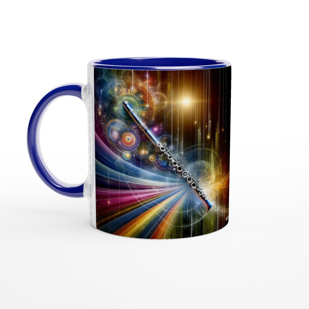 ABSTRACT FLUTE MUG - 11oz Ceramic Mug, Present for music enthusiast, birthday gift, band practice