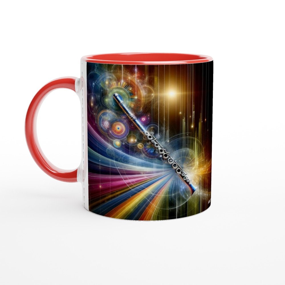 ABSTRACT FLUTE MUG - 11oz Ceramic Mug, Present for music enthusiast, birthday gift, band practice