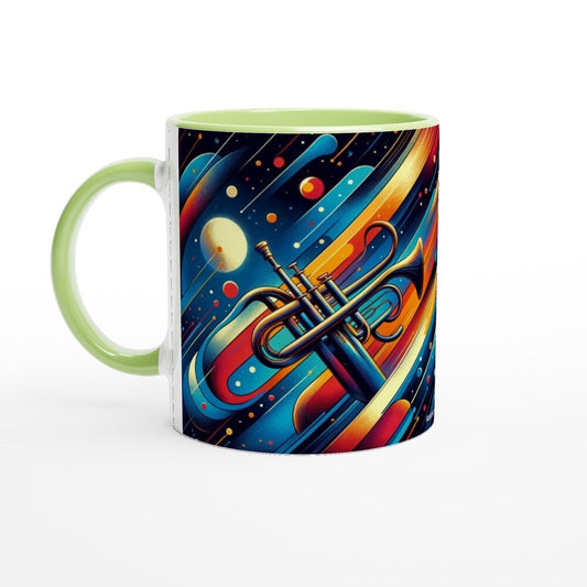 ABSTRACT TRUMPET MUG - 11oz Ceramic Mug, Present for music enthusiast, birthday gift, band practice