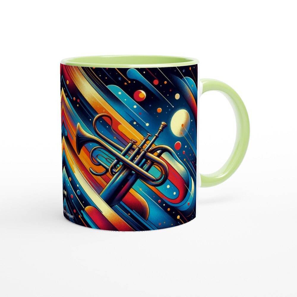 ABSTRACT TRUMPET MUG - 11oz Ceramic Mug, Present for music enthusiast, birthday gift, band practice