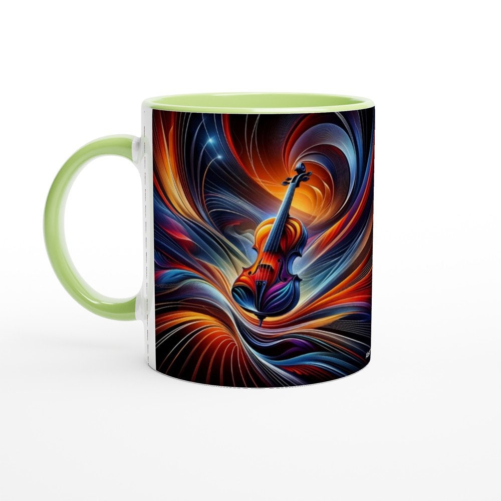 ABSTRACT CELLO MUG - 11oz Ceramic Mug, Present for music enthusiast, birthday gift, band practice