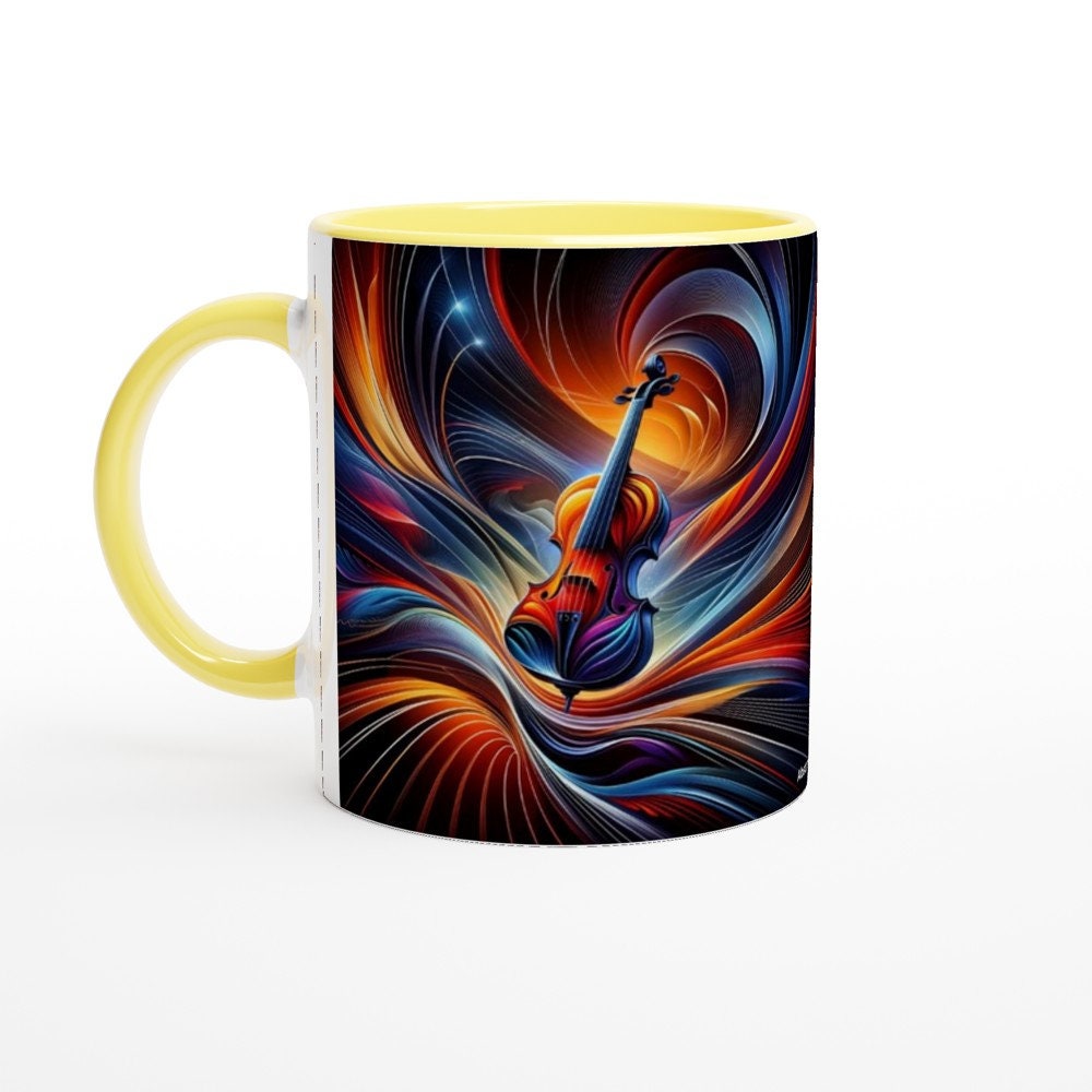 ABSTRACT CELLO MUG - 11oz Ceramic Mug, Present for music enthusiast, birthday gift, band practice