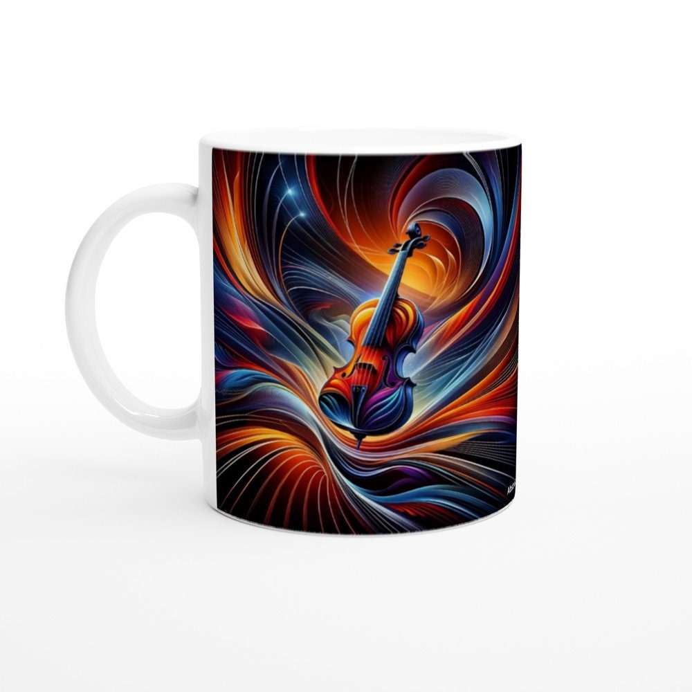 ABSTRACT CELLO MUG - 11oz Ceramic Mug, Present for music enthusiast, birthday gift, band practice