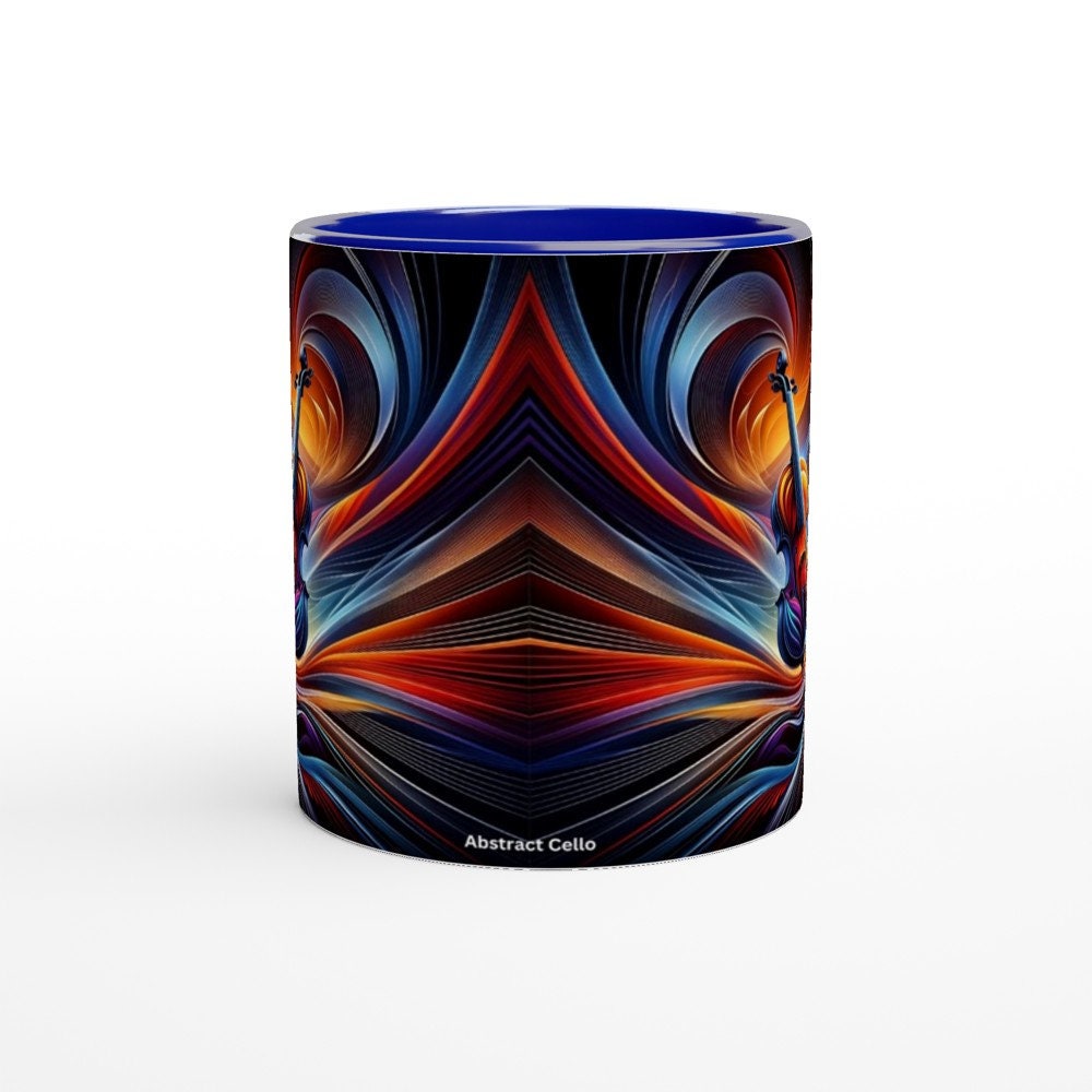 ABSTRACT CELLO MUG - 11oz Ceramic Mug, Present for music enthusiast, birthday gift, band practice