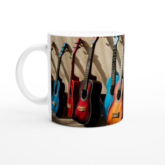 LOVE GUITARS MUG - 11oz Ceramic Mug, Present for music enthusiast, birthday gift, band practice