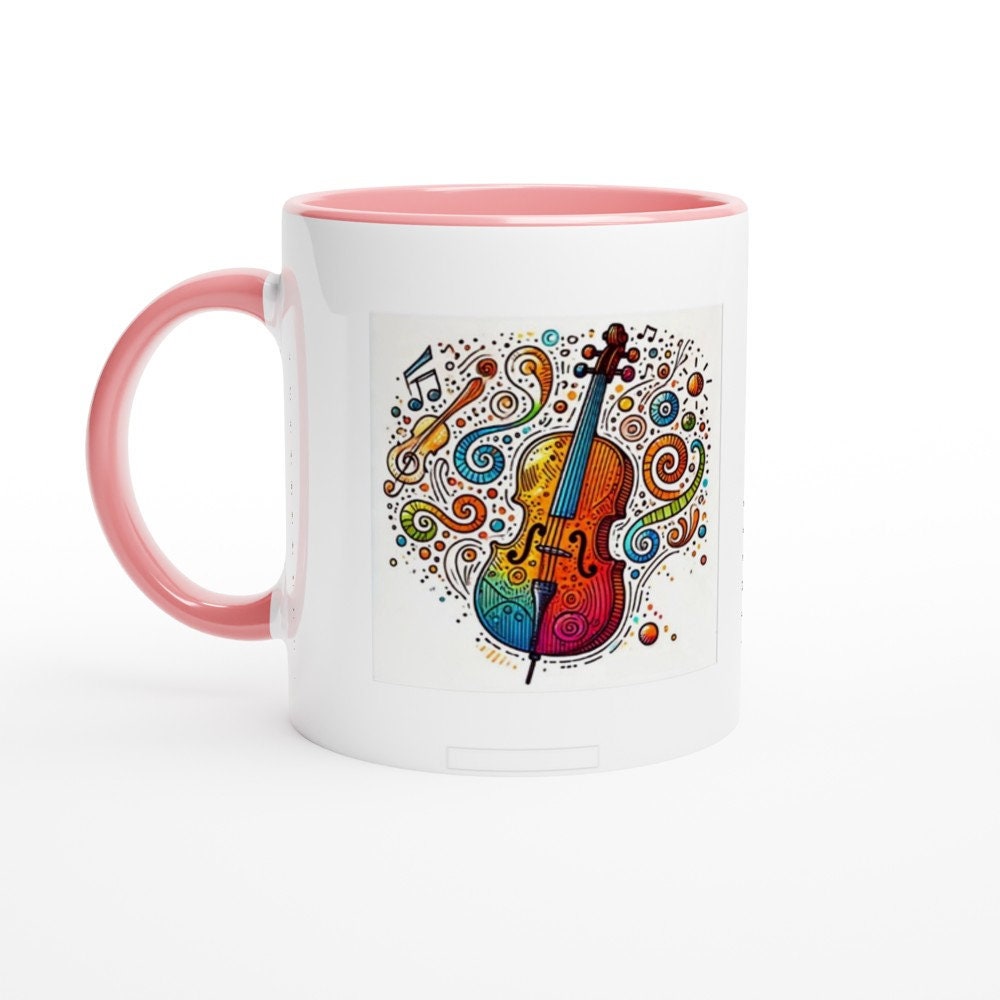 CELLO SKETCH MUG - 11oz Ceramic Mug, Present for music enthusiast, birthday gift, band practice