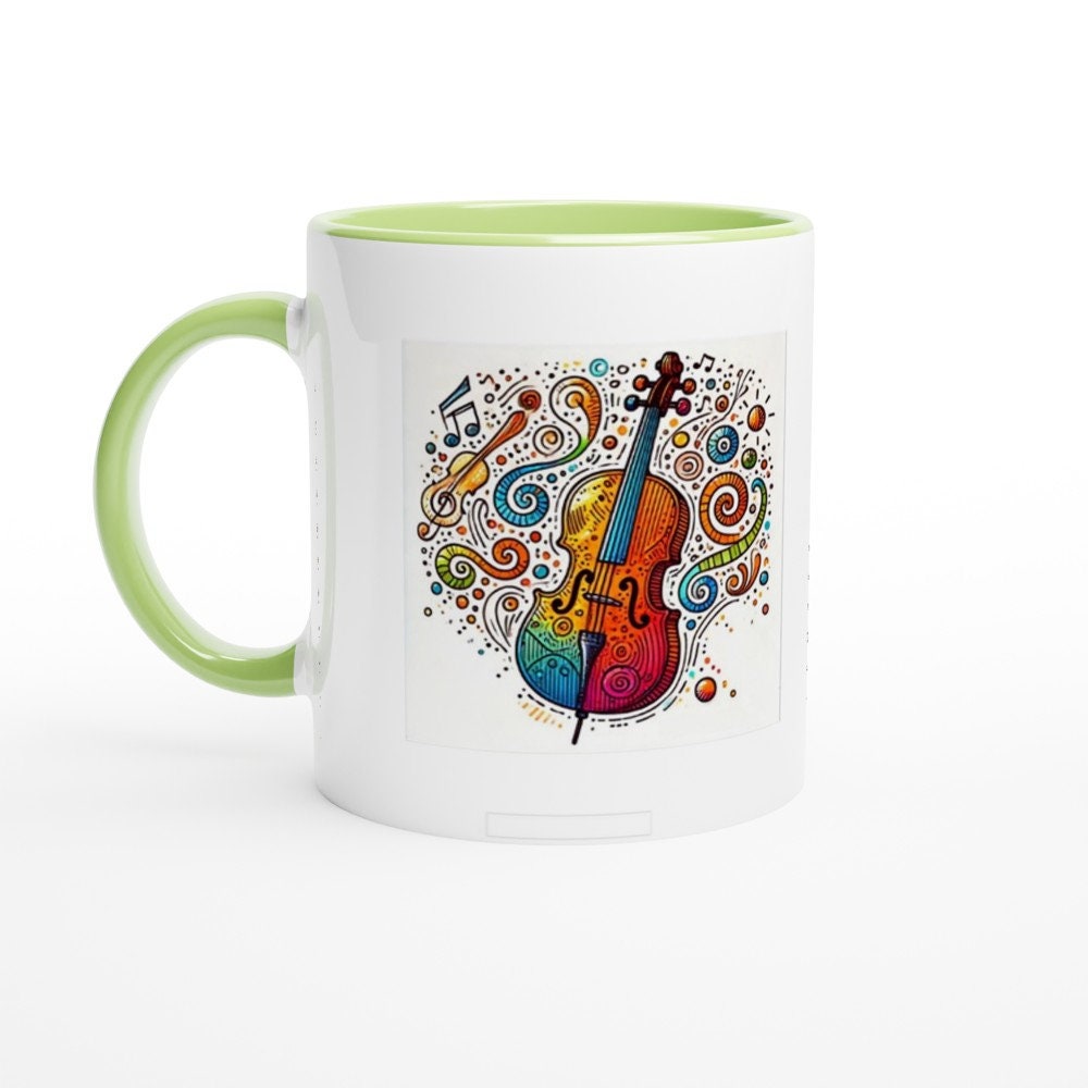 CELLO SKETCH MUG - 11oz Ceramic Mug, Present for music enthusiast, birthday gift, band practice