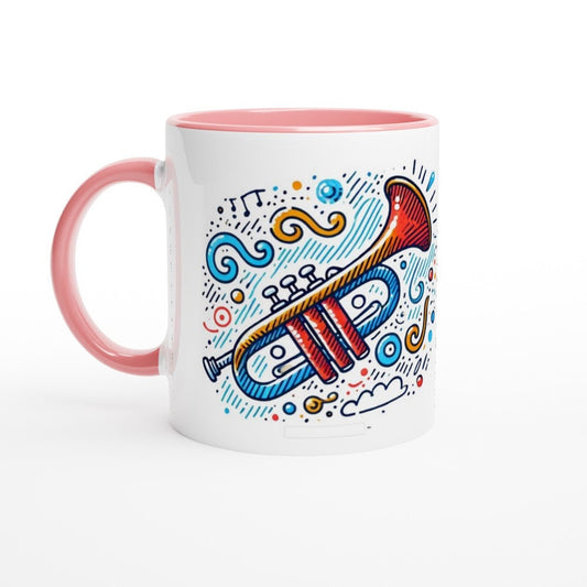 TRUMPET SKETCH MUG - 11oz Ceramic Mug, Present for music enthusiast, birthday gift, band practice