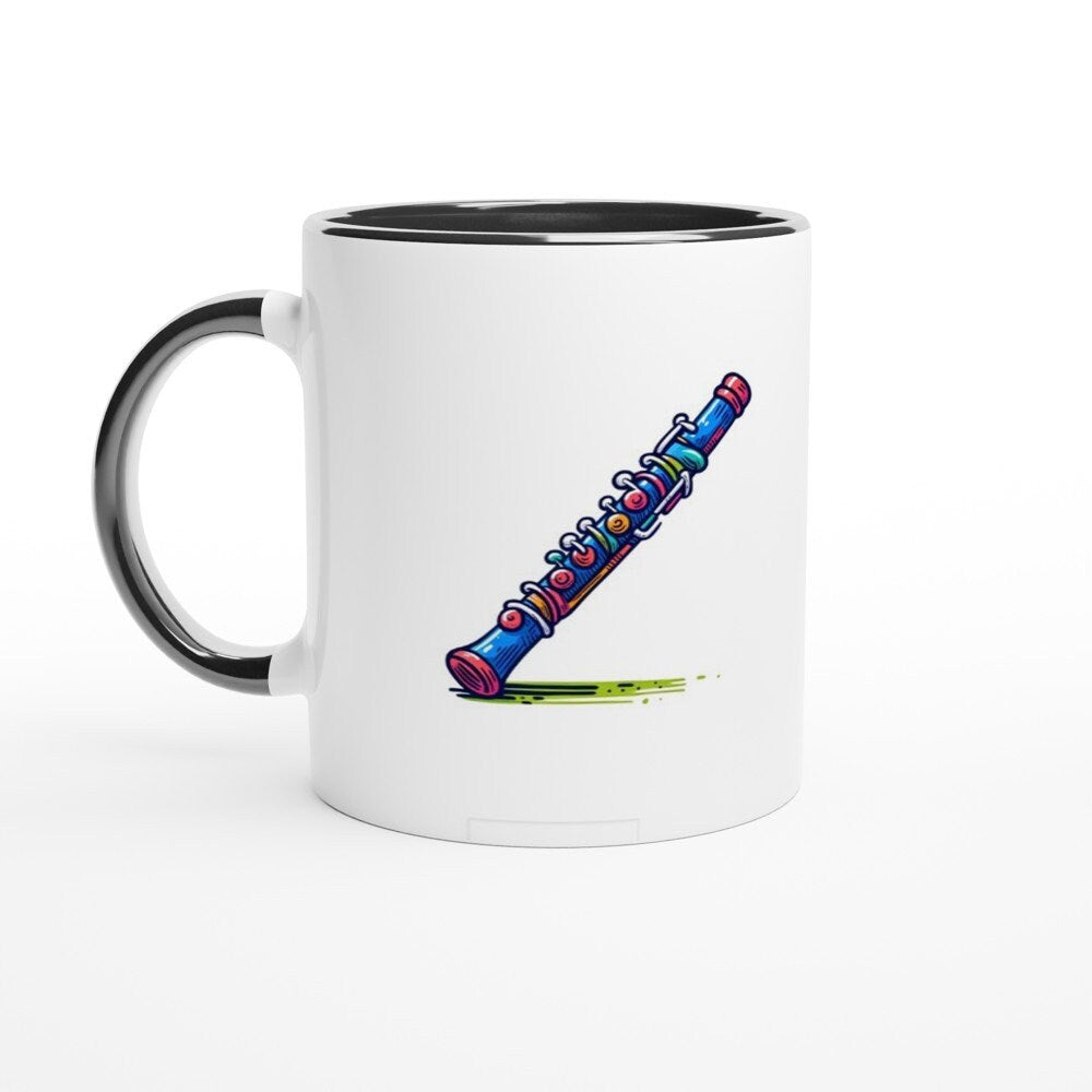 FLUTE SKETCH MUG - 11oz Ceramic Mug, Present for music enthusiast, birthday gift, band practice