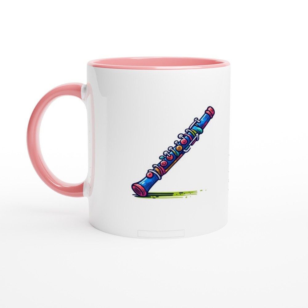 FLUTE SKETCH MUG - 11oz Ceramic Mug, Present for music enthusiast, birthday gift, band practice