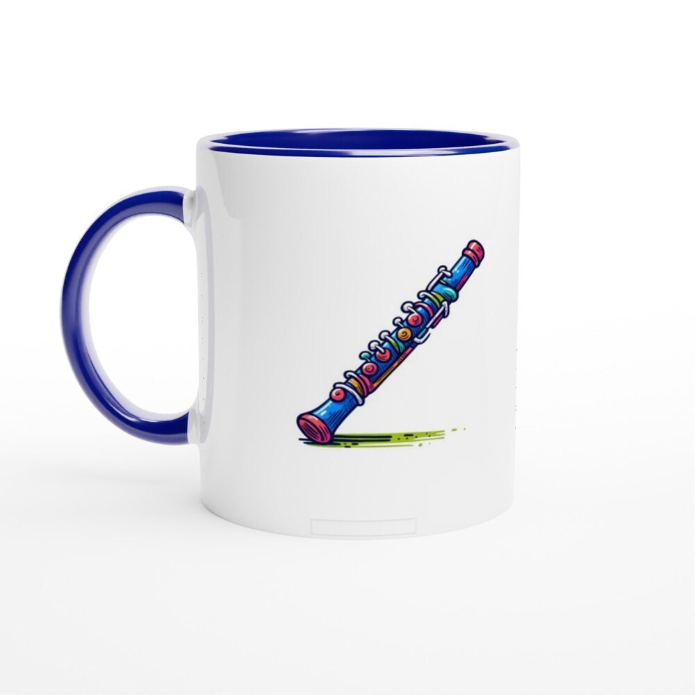 FLUTE SKETCH MUG - 11oz Ceramic Mug, Present for music enthusiast, birthday gift, band practice